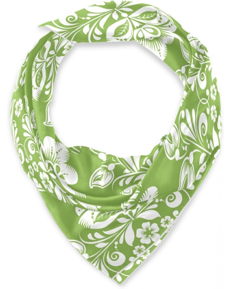 Spring Green Floral Large Square Scarves Silk Scarf Kerchief Hair Scarves Neckerchief Headscarves Bandanas Shawl Wraps for Wo...