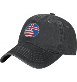 Yin Yang Flag Combination of America and Iceland Retro Baseball Cap for Women Men Baseball Hat Golf Dad Hats Black $12.07 Bas...