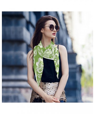 Spring Green Floral Large Square Scarves Silk Scarf Kerchief Hair Scarves Neckerchief Headscarves Bandanas Shawl Wraps for Wo...