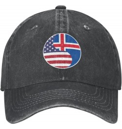 Yin Yang Flag Combination of America and Iceland Retro Baseball Cap for Women Men Baseball Hat Golf Dad Hats Black $12.07 Bas...