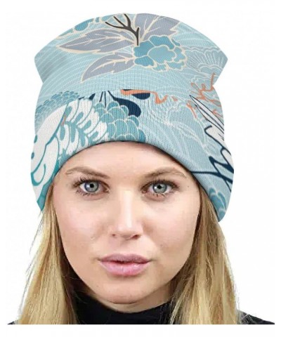 Crane and Flower Beanie Hat Warm Cuffed Skull Cap Soft Sleep Hats for Men and Women $11.88 Skullies & Beanies