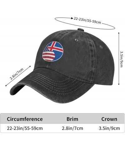 Yin Yang Flag Combination of America and Iceland Retro Baseball Cap for Women Men Baseball Hat Golf Dad Hats Black $12.07 Bas...