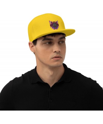 Halloween Black Cat Rose Snapback Hats for Men Baseball Cap Trucker Hat Flat Brim Hats Yellow $13.05 Baseball Caps