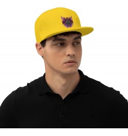 Halloween Black Cat Rose Snapback Hats for Men Baseball Cap Trucker Hat Flat Brim Hats Yellow $13.05 Baseball Caps