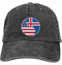 Yin Yang Flag Combination of America and Iceland Retro Baseball Cap for Women Men Baseball Hat Golf Dad Hats Black $12.07 Bas...