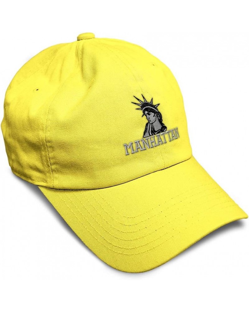 Soft Baseball Cap Statue Liberty Ny Manhattan A Embroidery United States Cotton Dad Hats for Men & Women Yellow Design Only $...