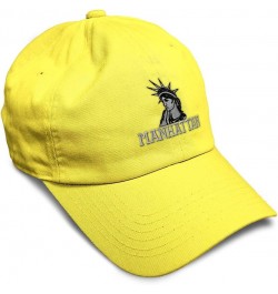 Soft Baseball Cap Statue Liberty Ny Manhattan A Embroidery United States Cotton Dad Hats for Men & Women Yellow Design Only $...