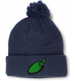 Pom Pom Beanies for Women Jalapeno A Embroidery Skull Cap Vegetables Winter Hats for Men Acrylic 1 Size Navy Design Only $18....