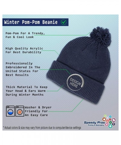 Pom Pom Beanies for Women Jalapeno A Embroidery Skull Cap Vegetables Winter Hats for Men Acrylic 1 Size Navy Design Only $18....