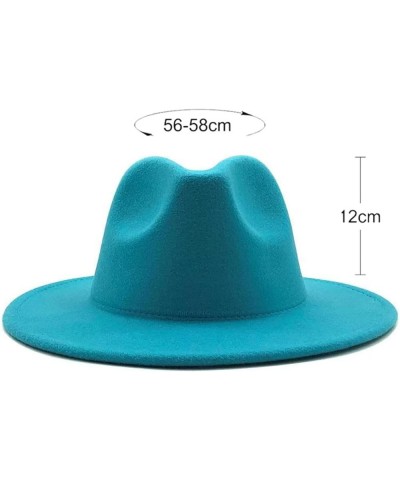 Women Fedora Hat Soft Patchwork Wool Wide-Brim Trillby Jazz Holiday Hats Retro Unisex Foldable Cap Blue 1 $13.12 Fedoras