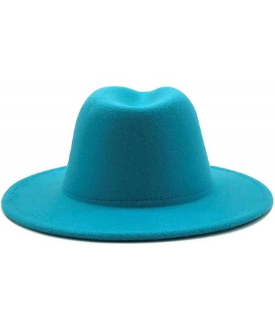 Women Fedora Hat Soft Patchwork Wool Wide-Brim Trillby Jazz Holiday Hats Retro Unisex Foldable Cap Blue 1 $13.12 Fedoras