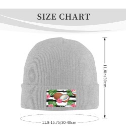 Beanie Hats for Men Women Tropical Coconut and Flowers Acrylic Ski Beanie Cap Gray $9.04 Skullies & Beanies