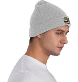 Beanie Hats for Men Women Tropical Coconut and Flowers Acrylic Ski Beanie Cap Gray $9.04 Skullies & Beanies