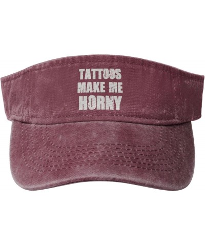 Tattoos Make me Horny Sun Visor Hats Cotton Empty Top Baseball Cap Sports Sun Cap for Men Women,Black Red $12.36 Visors