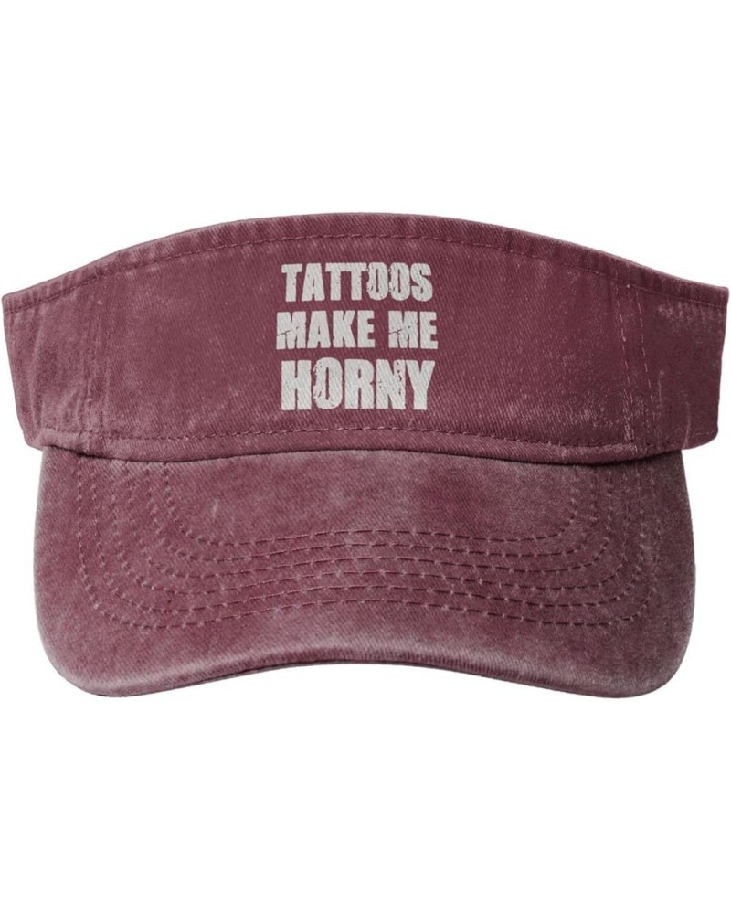 Tattoos Make me Horny Sun Visor Hats Cotton Empty Top Baseball Cap Sports Sun Cap for Men Women,Black Red $12.36 Visors