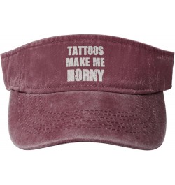 Tattoos Make me Horny Sun Visor Hats Cotton Empty Top Baseball Cap Sports Sun Cap for Men Women,Black Red $12.36 Visors