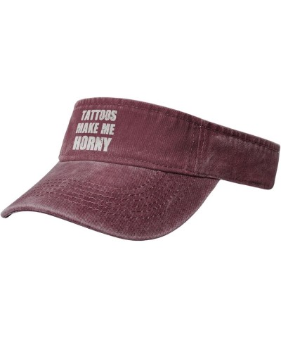 Tattoos Make me Horny Sun Visor Hats Cotton Empty Top Baseball Cap Sports Sun Cap for Men Women,Black Red $12.36 Visors