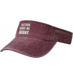 Tattoos Make me Horny Sun Visor Hats Cotton Empty Top Baseball Cap Sports Sun Cap for Men Women,Black Red $12.36 Visors