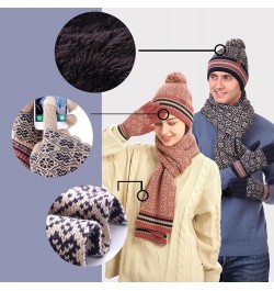 Hat Gloves Scarf Set Women Winter Warm Knitted Men Women'S Soft Stretch Beanie Hat Scarf And Mitten Set Couple Gifts Beige $2...