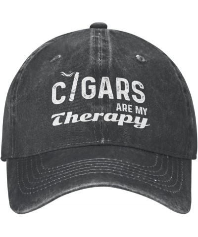 Funny Hat Cigars are My Therapys Hat Women Dad Hat Funny Hat Black $11.86 Baseball Caps