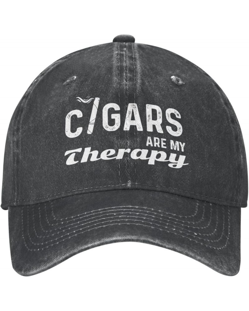 Funny Hat Cigars are My Therapys Hat Women Dad Hat Funny Hat Black $11.86 Baseball Caps