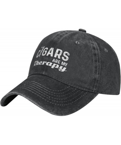 Funny Hat Cigars are My Therapys Hat Women Dad Hat Funny Hat Black $11.86 Baseball Caps