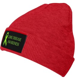 Winter Knit Hat Cap for Men Women, Lime Disease Awareness Unisex Beanie Hat Cuffed Skull Cap Warm Ski Hats Black Red $6.62 Sk...