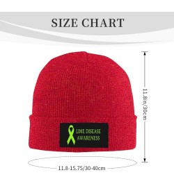 Winter Knit Hat Cap for Men Women, Lime Disease Awareness Unisex Beanie Hat Cuffed Skull Cap Warm Ski Hats Black Red $6.62 Sk...