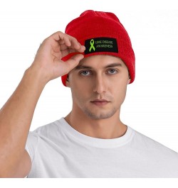 Winter Knit Hat Cap for Men Women, Lime Disease Awareness Unisex Beanie Hat Cuffed Skull Cap Warm Ski Hats Black Red $6.62 Sk...