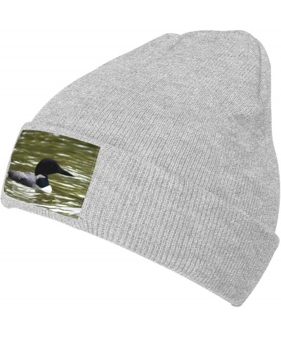 Loon Nature Bird Picture Black Warm aldult Knit Hat Cap : Soft Good Elasticity Suitable for Daily and Outdoor Sports Gray $9....