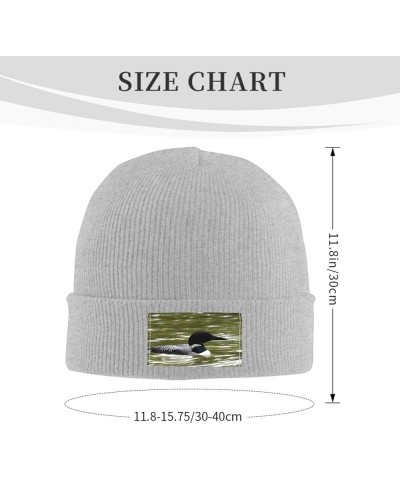 Loon Nature Bird Picture Black Warm aldult Knit Hat Cap : Soft Good Elasticity Suitable for Daily and Outdoor Sports Gray $9....