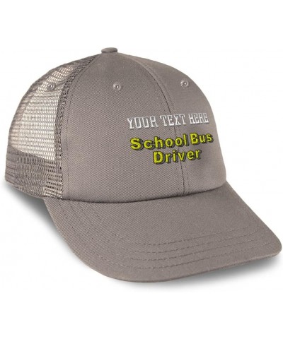 Custom Custom Trucker Hat Baseball Cap School Bus Driver Occupation Cotton Kids Dad Hats for Men & Women Grey Personalized Te...