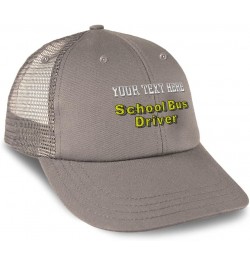 Custom Custom Trucker Hat Baseball Cap School Bus Driver Occupation Cotton Kids Dad Hats for Men & Women Grey Personalized Te...