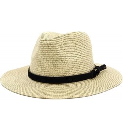 Women Mens Summer Straw Sun Hat Panama Church Jazz Hats Beach Vacation Hats Beige $19.23 Sun Hats