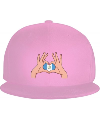 Holding Love in Your Hands Flag of Guatemala Baseball Cap for Men Women Snapback Hat Adjustable Flat Bill Hats Pink $14.11 Ba...