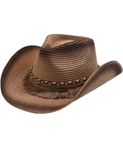 Straw Hat Women Men Summer Outdoor Travel Beach Hats Tassels Western Cowgirl Sunshade Hats Khaki $20.43 Sun Hats