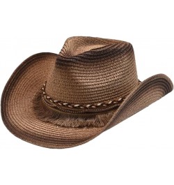 Straw Hat Women Men Summer Outdoor Travel Beach Hats Tassels Western Cowgirl Sunshade Hats Khaki $20.43 Sun Hats