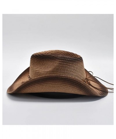 Straw Hat Women Men Summer Outdoor Travel Beach Hats Tassels Western Cowgirl Sunshade Hats Khaki $20.43 Sun Hats