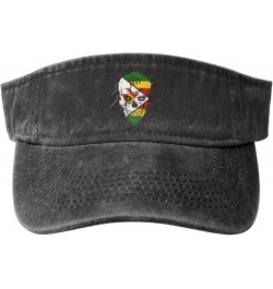 Creative Zimbabwe Patriot Skull National Flag Sun Visor Hats for Women Men Adjustable Cotton Sun Hat Golf Cap Black $10.51 Vi...