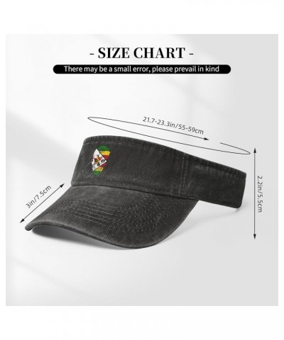 Creative Zimbabwe Patriot Skull National Flag Sun Visor Hats for Women Men Adjustable Cotton Sun Hat Golf Cap Black $10.51 Vi...