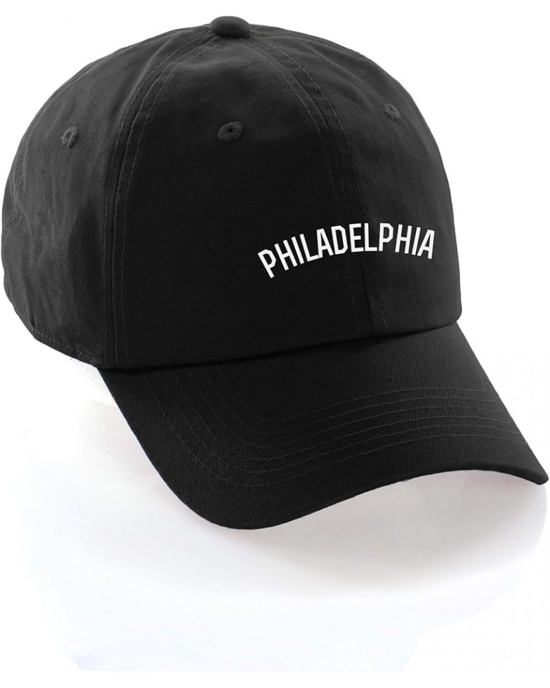 USA Cities Baseball Dad Hat Cap Cotton Unstructure Low Profile Strapback Philadelphia Black White $12.21 Baseball Caps