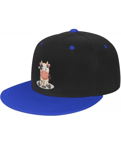 Sitting Cow on The Ground Baseball Cap for Men Women Snapback Hat Adjustable Flat Bill Hats Blue $10.14 Baseball Caps