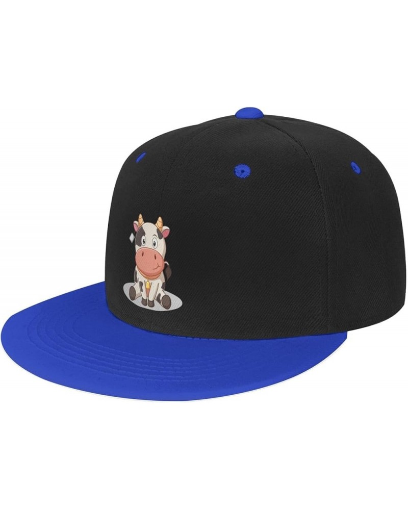 Sitting Cow on The Ground Baseball Cap for Men Women Snapback Hat Adjustable Flat Bill Hats Blue $10.14 Baseball Caps