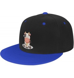 Sitting Cow on The Ground Baseball Cap for Men Women Snapback Hat Adjustable Flat Bill Hats Blue $10.14 Baseball Caps