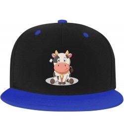 Sitting Cow on The Ground Baseball Cap for Men Women Snapback Hat Adjustable Flat Bill Hats Blue $10.14 Baseball Caps