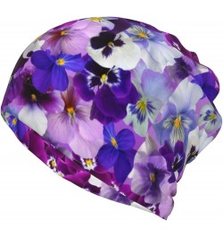 Popcorn Print Print Baggy Beanie Cap Slouchy Beanie Multifunction Chemo Skull Caps Headwear Hats Turban Purple Flower $10.29 ...