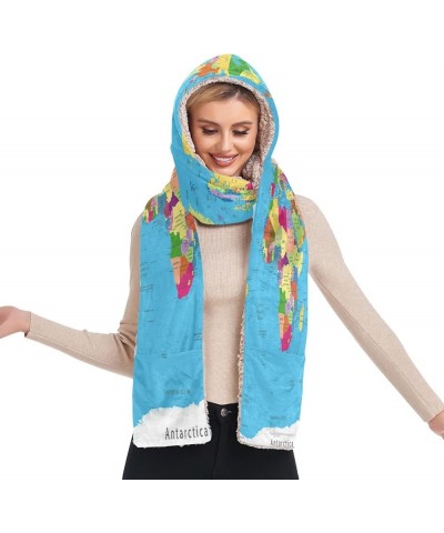 Women's Cold Weather Scarves, 3 in 1 Cotton Velvet Lining Warm Hooded Wrap Multi 11 $15.99 Scarves