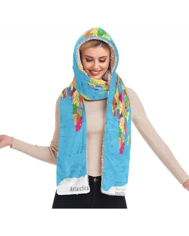 Women's Cold Weather Scarves, 3 in 1 Cotton Velvet Lining Warm Hooded Wrap Multi 11 $15.99 Scarves