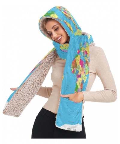 Women's Cold Weather Scarves, 3 in 1 Cotton Velvet Lining Warm Hooded Wrap Multi 11 $15.99 Scarves