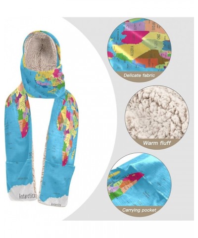 Women's Cold Weather Scarves, 3 in 1 Cotton Velvet Lining Warm Hooded Wrap Multi 11 $15.99 Scarves